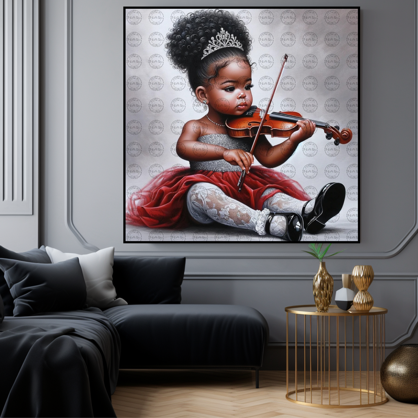 Black Girl Art - Kids Digital Art - Velvet's View - Harmony in Innocence: Baby Musician 764