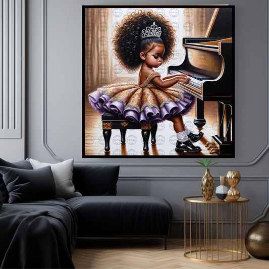 Black Girl Art - Kids Digital Art - Velvet's View - Harmony in Innocence: Baby Musician 765