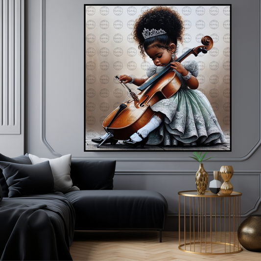 Black Girl Art - Kids Digital Art - Velvet's View - Harmony in Innocence: Baby Musician 766