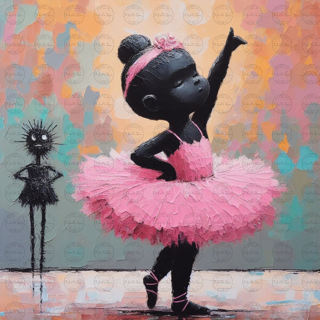 Black Girl Art - Kids Digital Art - Velvet's View - Tiny Dancers: Ballerina Dreams Collection 123