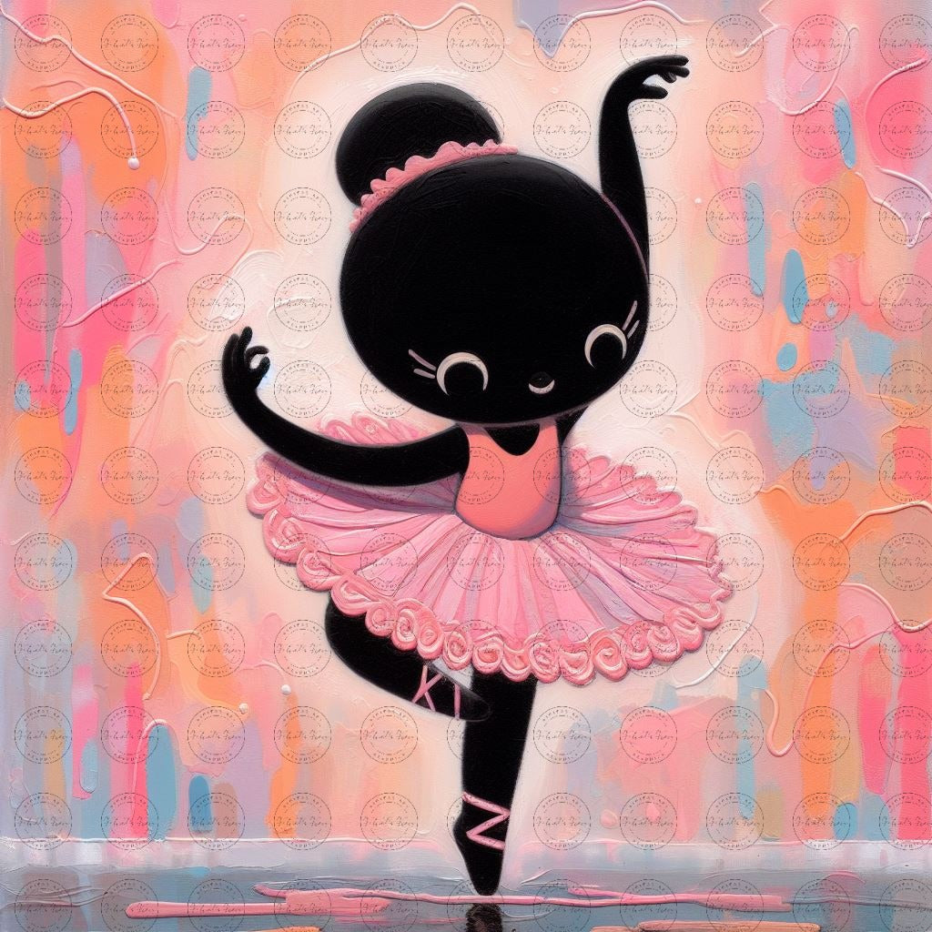 Black Girl Art - Kids Digital Art - Velvet's View - Tiny Dancers: Ballerina Dreams Collection 113