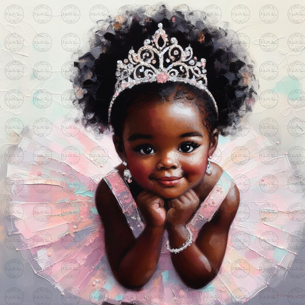 Black Girl Art - Kids Digital Art - Velvet's View - Tiny Dancers: Ballerina Dreams Collection 112