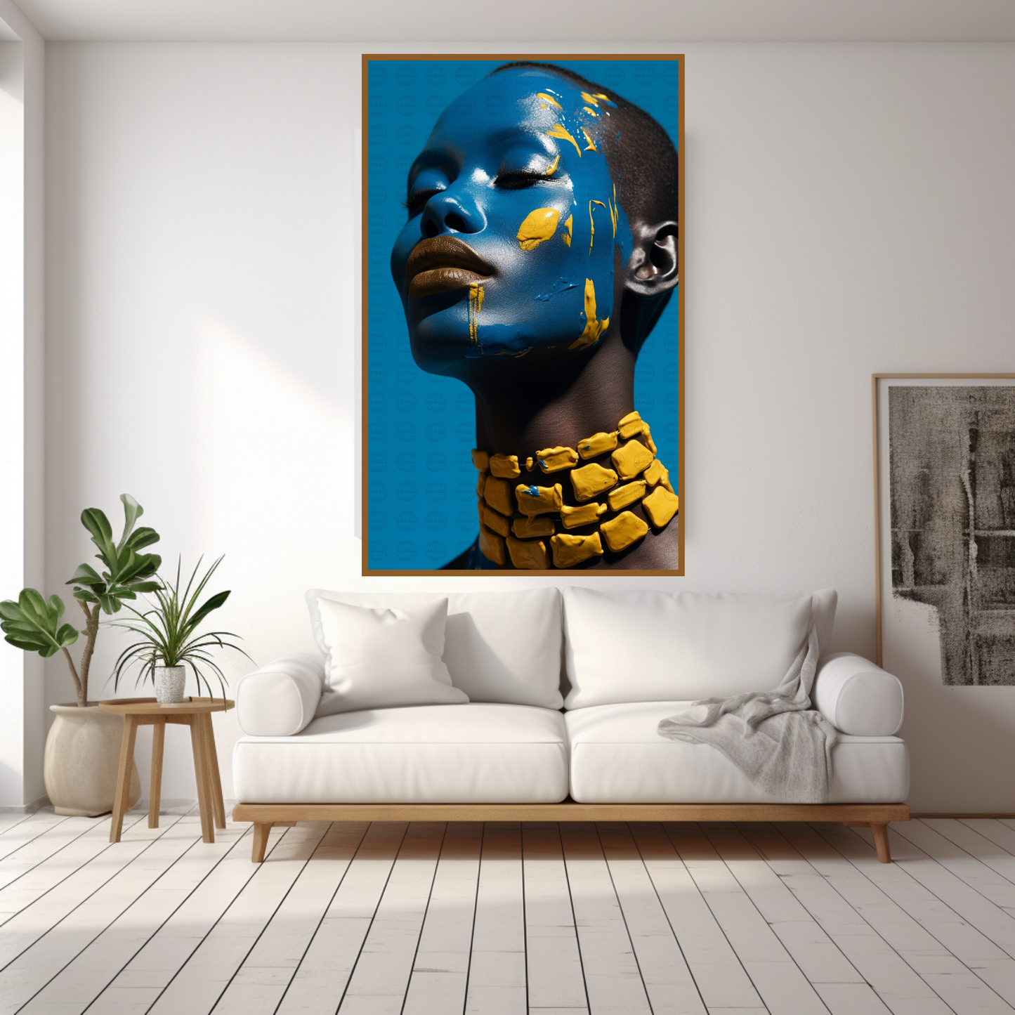 Digital Art - Sculpting Elegance: Modern Fusion in Sky-Blue and Gold #2011