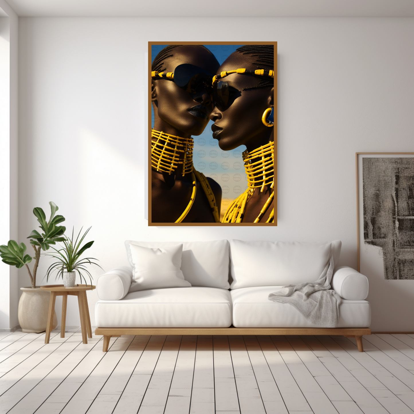 Digital Art - Sculpting Elegance: Modern Fusion in Sky-Blue and Gold #2014