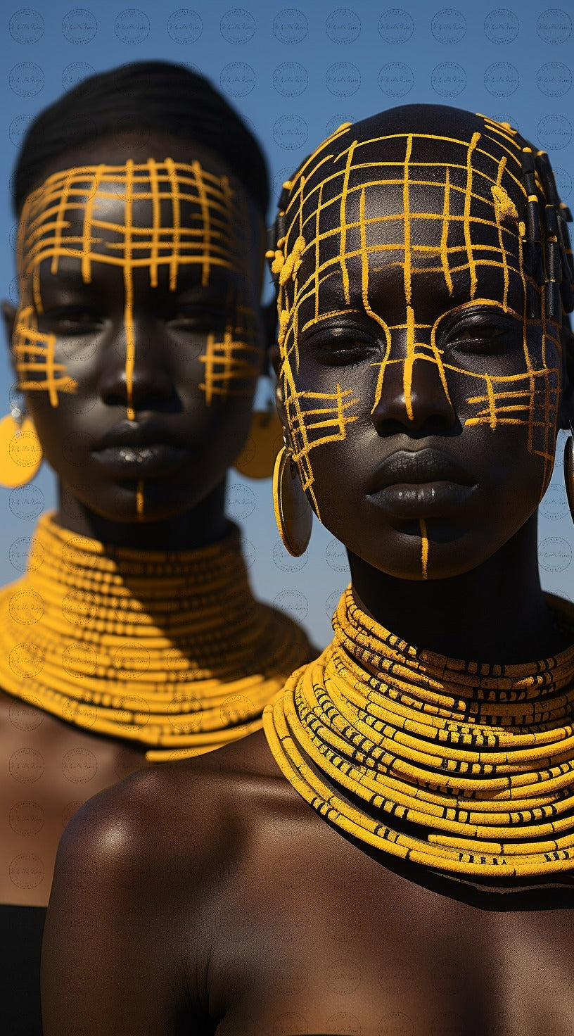 Digital Art - Sculpting Elegance: Modern Fusion in Sky-Blue and Gold #2016