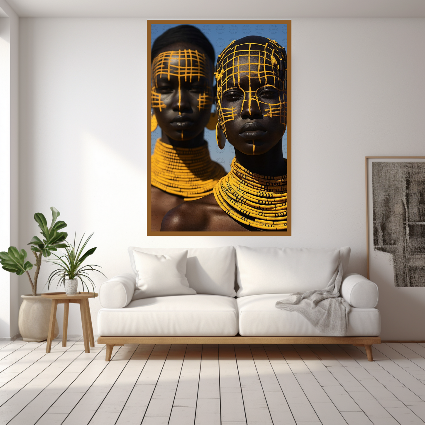 Digital Art - Sculpting Elegance: Modern Fusion in Sky-Blue and Gold #2016