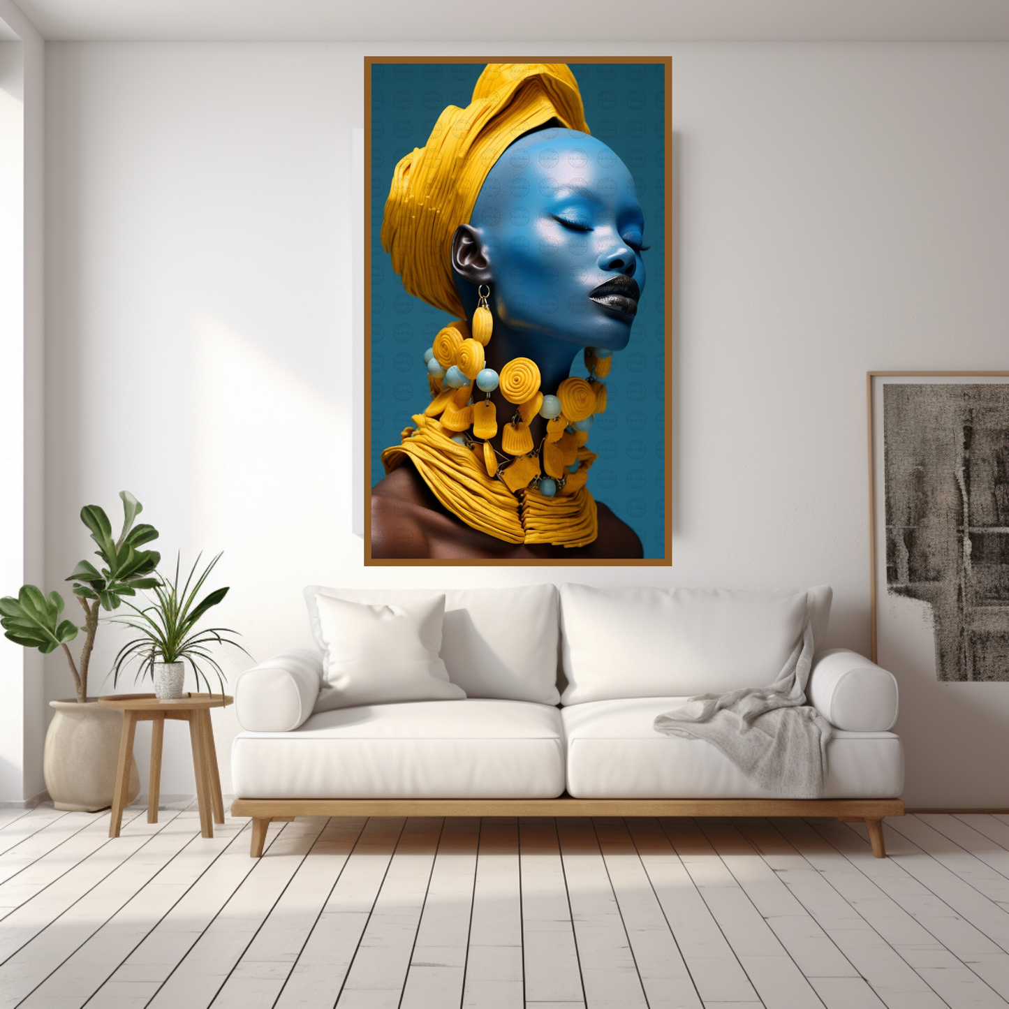 Digital Art - Sculpting Elegance: Modern Fusion in Sky-Blue and Gold #2012