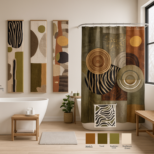 Heritage Layers – Afrocentric Abstract Wall Print - Shower Curtain 72"x84"