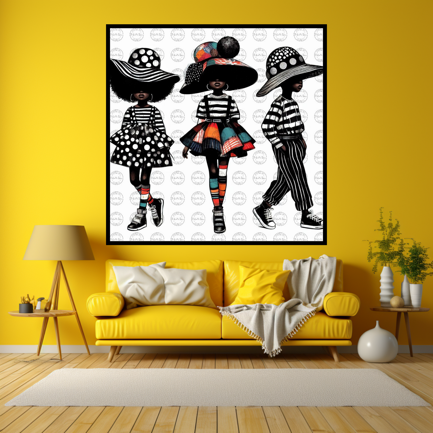 Black Girl Art - Kids Digital Art - Velvet's View - Kool Aid Cuties Collection: A Monochrome Tapestry of Childhood Joys 417