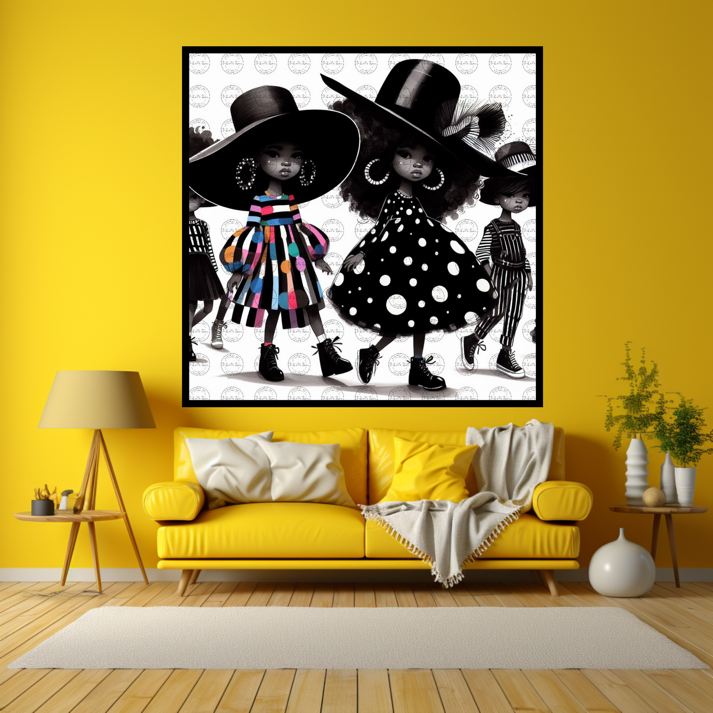 Black Girl Art - Kids Digital Art - Velvet's View - Kool Aid Cuties Collection: A Monochrome Tapestry of Childhood Joys 420