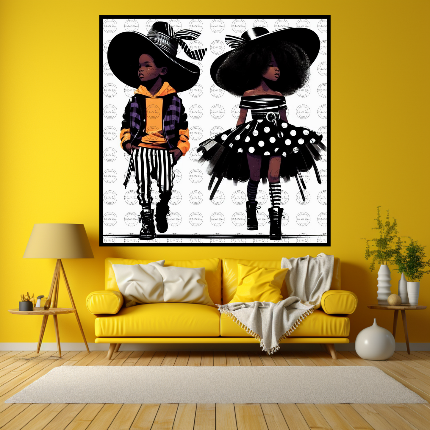Black Girl Art - Kids Digital Art - Velvet's View - Kool Aid Cuties Collection: A Monochrome Tapestry of Childhood Joys 421