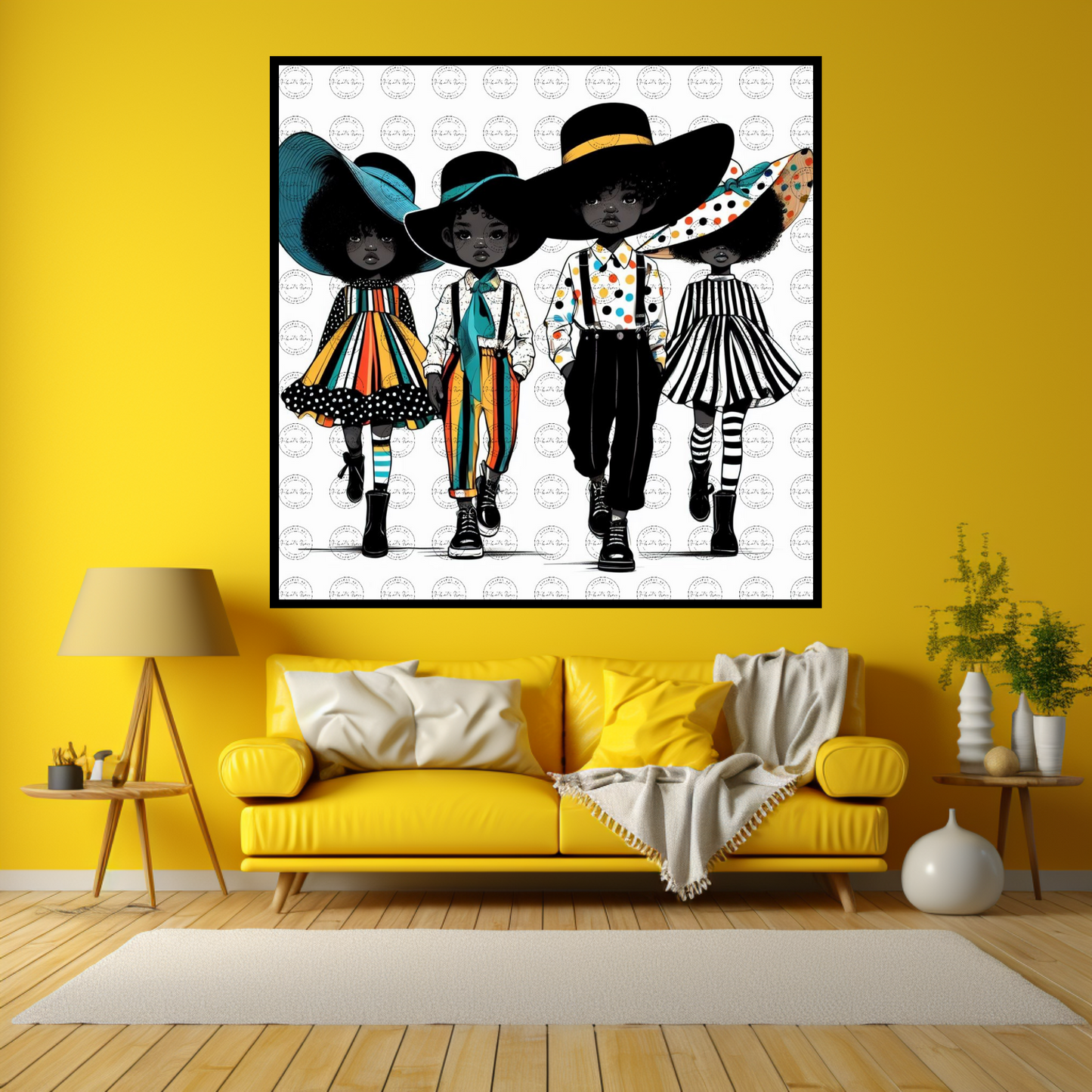 Black Girl Art - Kids Digital Art - Velvet's View - Kool Aid Cuties Collection: A Monochrome Tapestry of Childhood Joys 422