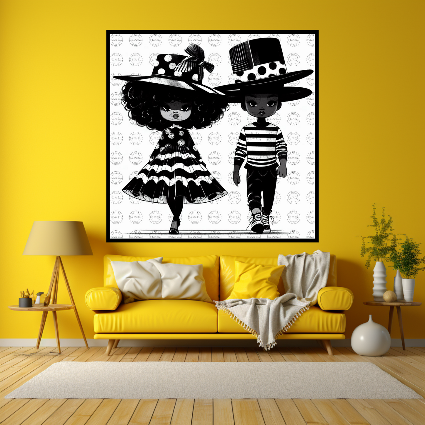 Black Girl Art - Kids Digital Art - Velvet's View - Kool Aid Cuties Collection: A Monochrome Tapestry of Childhood Joys 411