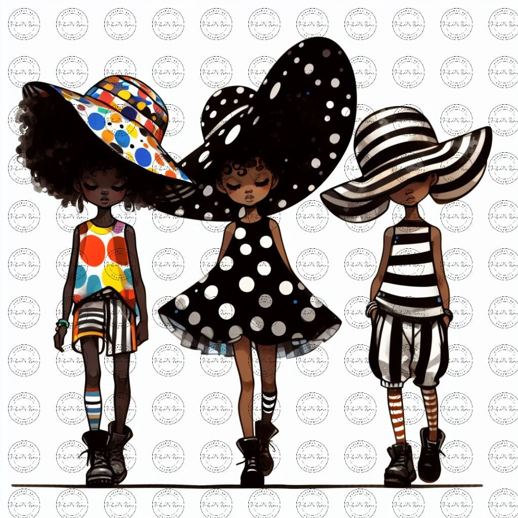 Black Girl Art - Kids Digital Art - Velvet's View - Kool Aid Cuties Collection: A Monochrome Tapestry of Childhood Joys 414