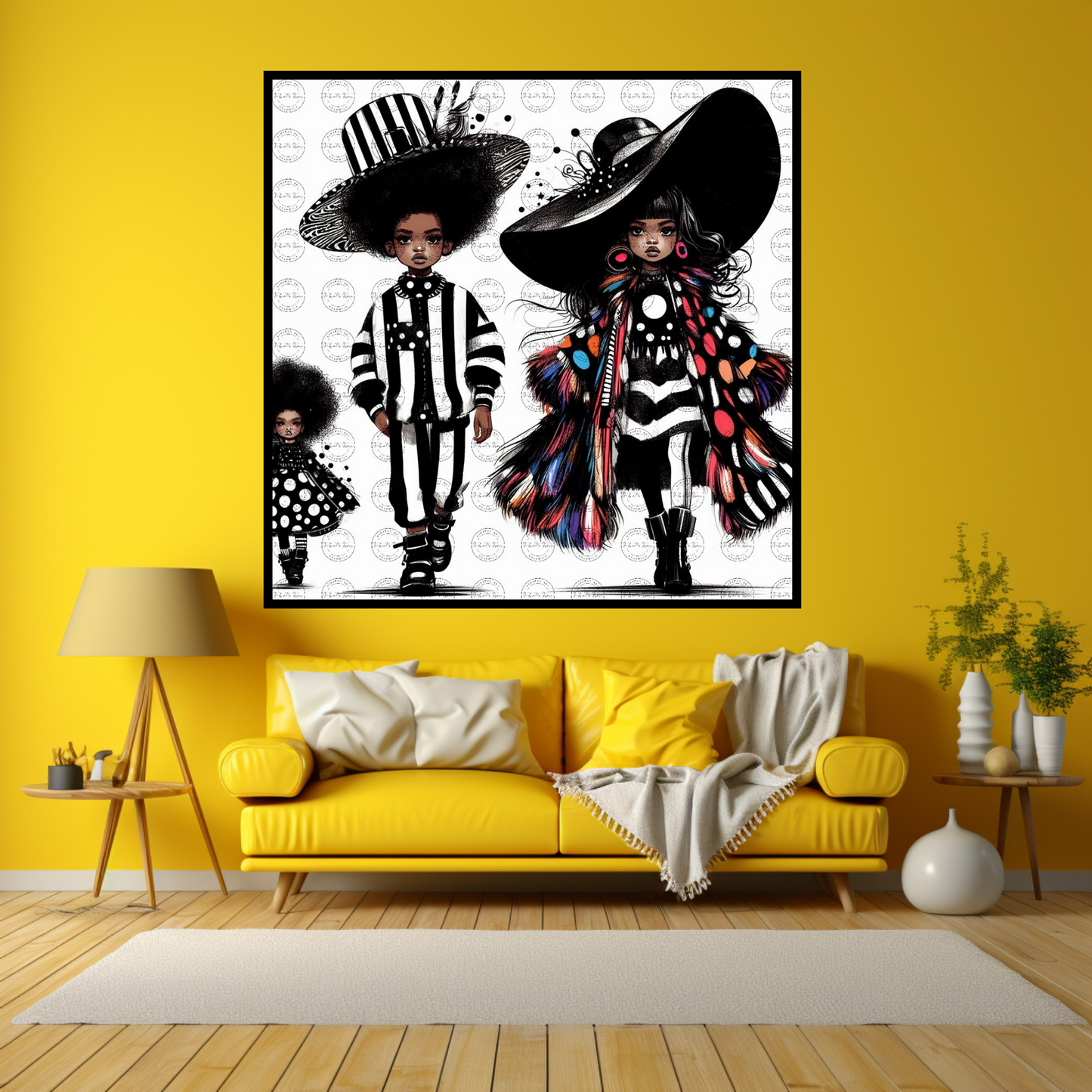 Black Girl Art - Kids Digital Art - Velvet's View - Kool Aid Cuties Collection: A Monochrome Tapestry of Childhood Joys 416