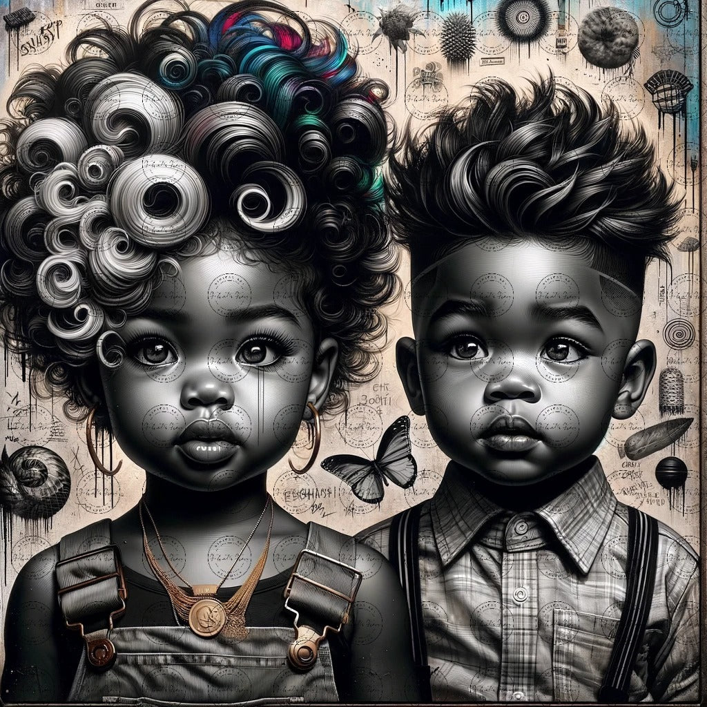 Black Girl Art - Kids Digital Art - Velvet's View - Urban Elegance - Toddlers in Vogue 49