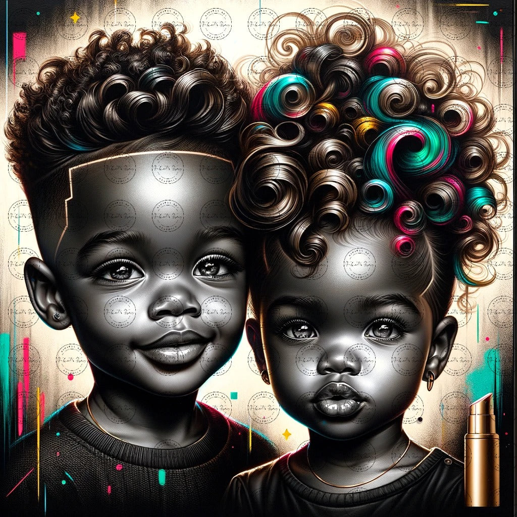 Black Girl Art - Kids Digital Art - Velvet's View - Urban Elegance - Toddlers in Vogue 50