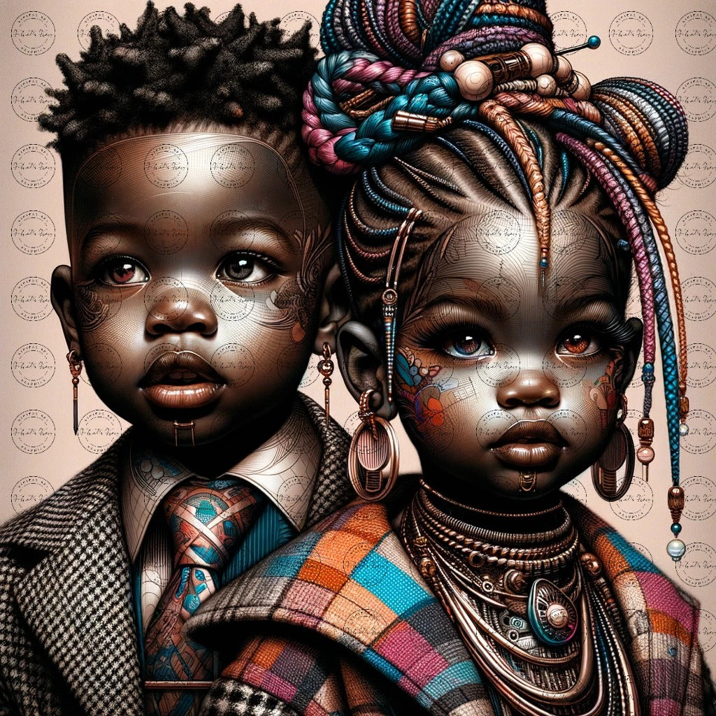 Black Girl Art - Kids Digital Art - Velvet's View - Urban Elegance - Toddlers in Vogue 36