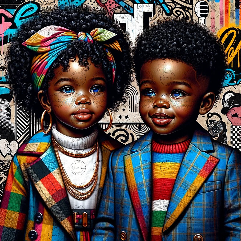 Black Girl Art - Kids Digital Art - Velvet's View - Urban Elegance - Toddlers in Vogue 51