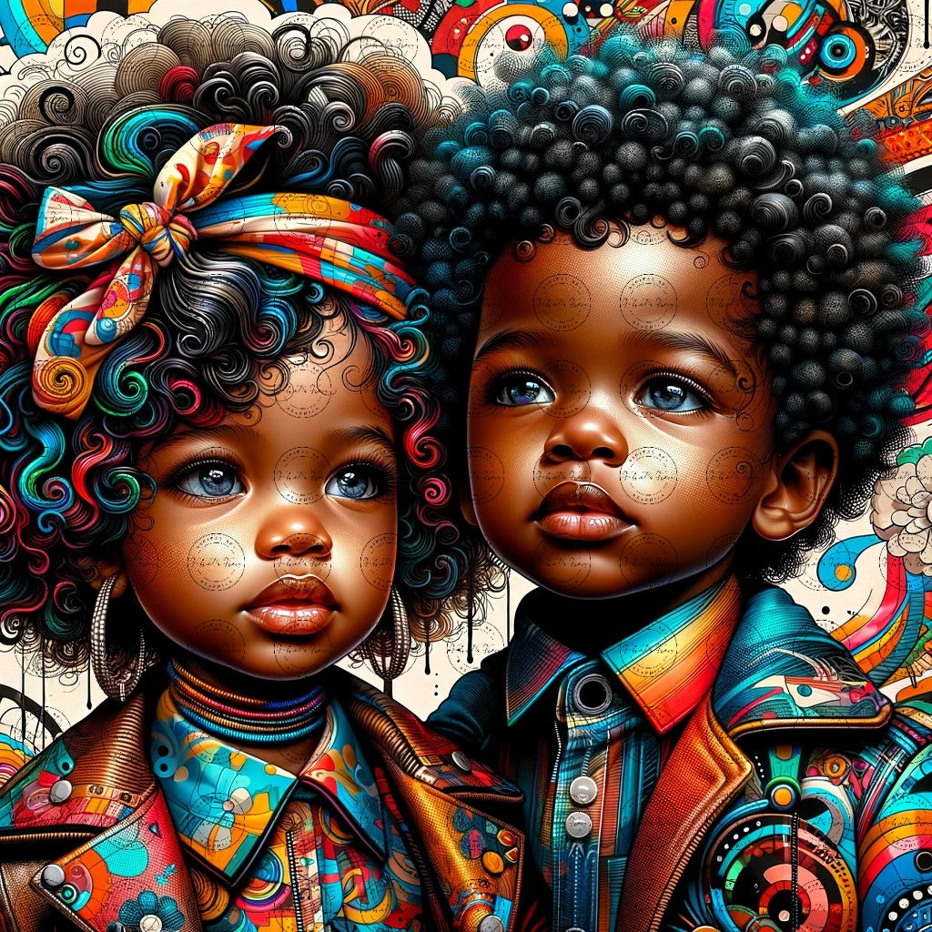 Black Girl Art - Kids Digital Art - Velvet's View - Urban Elegance - Toddlers in Vogue 54