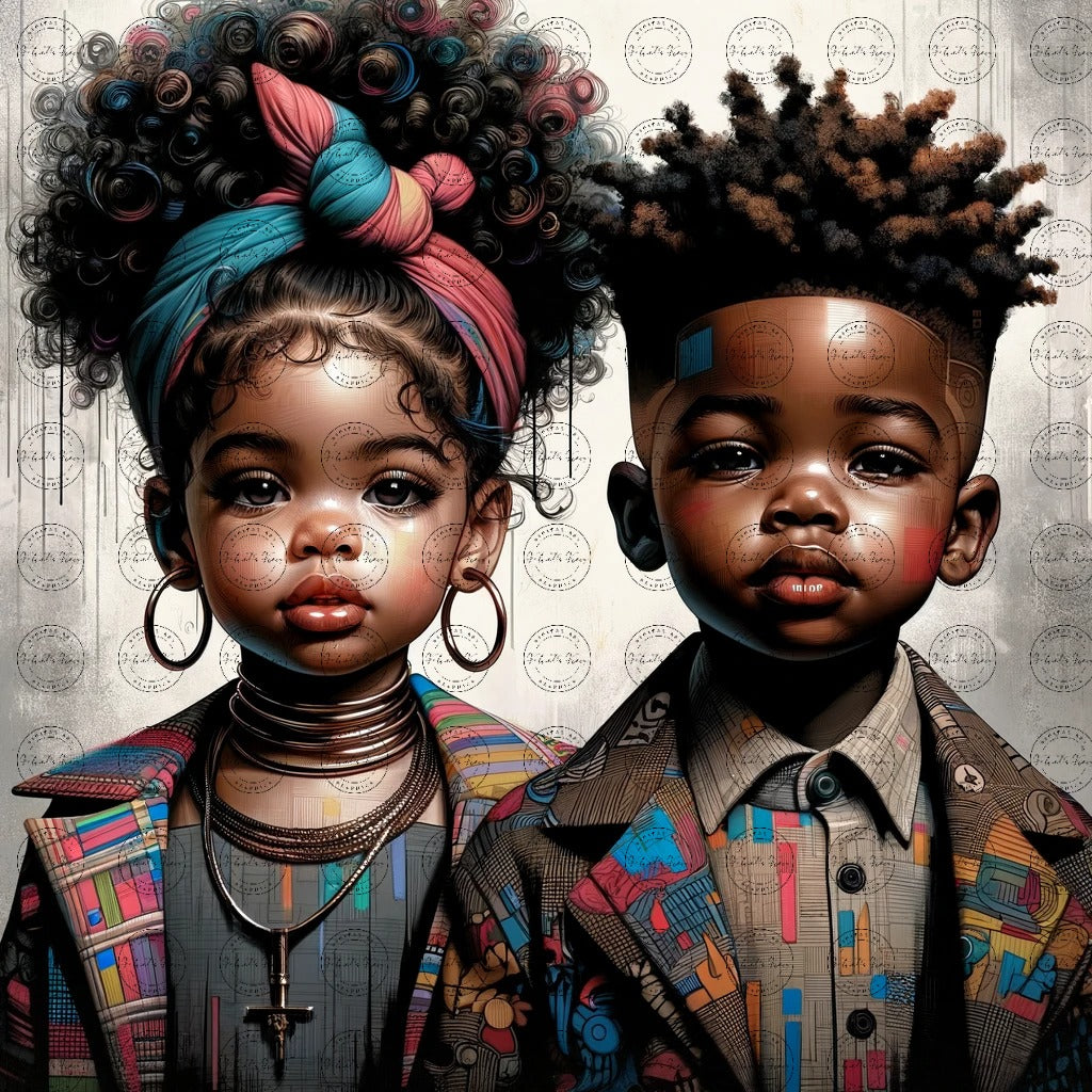 Black Girl Art - Kids Digital Art - Velvet's View - Urban Elegance - Toddlers in Vogue 37