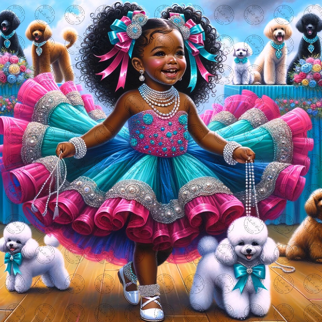 Black Girl Art - Kids Digital Art - Velvet's View - Enchanted Elegance - A Pageant of Poodles and Pearls 306