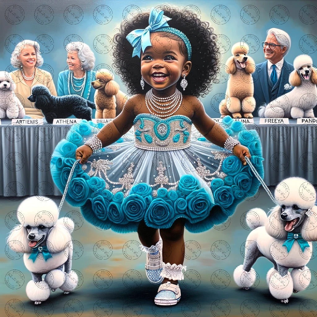 Black Girl Art - Kids Digital Art - Velvet's View - Enchanted Elegance - A Pageant of Poodles and Pearls 308