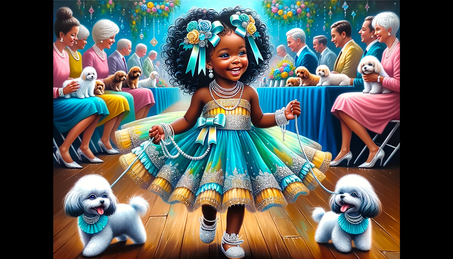 Black Girl Art - Kids Digital Art - Velvet's View - Enchanted Elegance - A Pageant of Poodles and Pearls 309