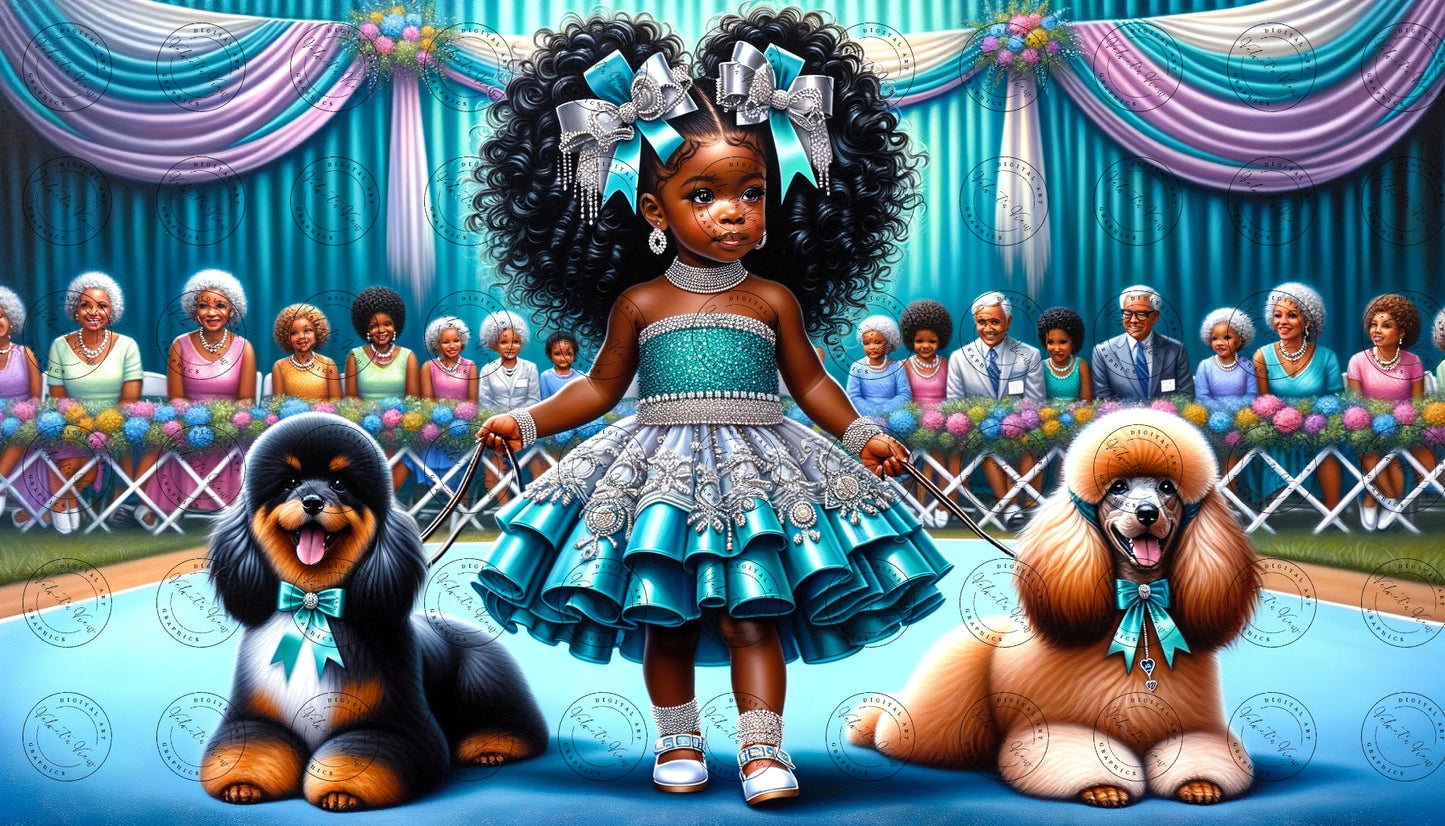 Black Girl Art - Kids Digital Art - Velvet's View - Enchanted Elegance - A Pageant of Poodles and Pearls 310