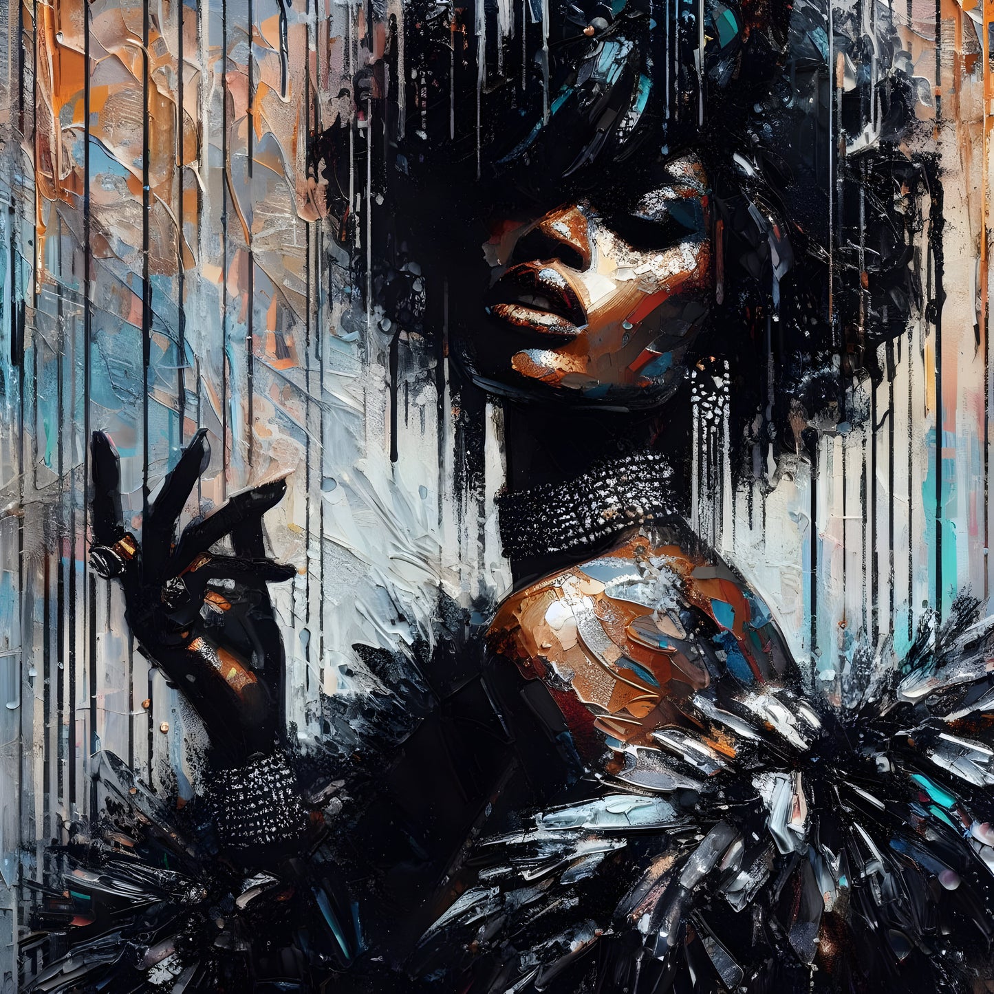 Digital Art - Vivid Elegance: Neo-Expressionist Fusion - #2013