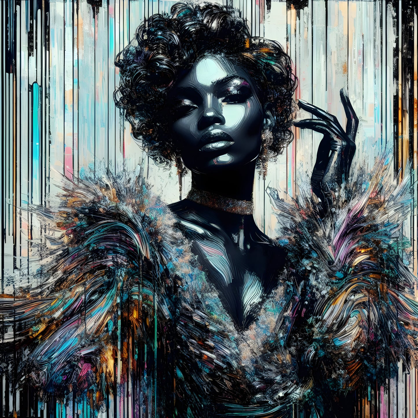 Digital Art - Vivid Elegance: Neo-Expressionist Fusion - #2014