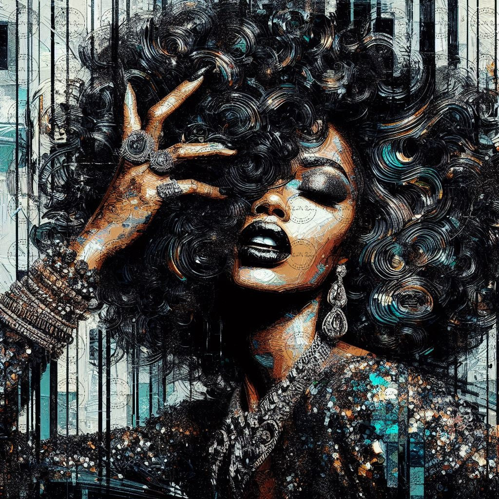 Digital Art - Vivid Elegance: Neo-Expressionist Fusion - #2016