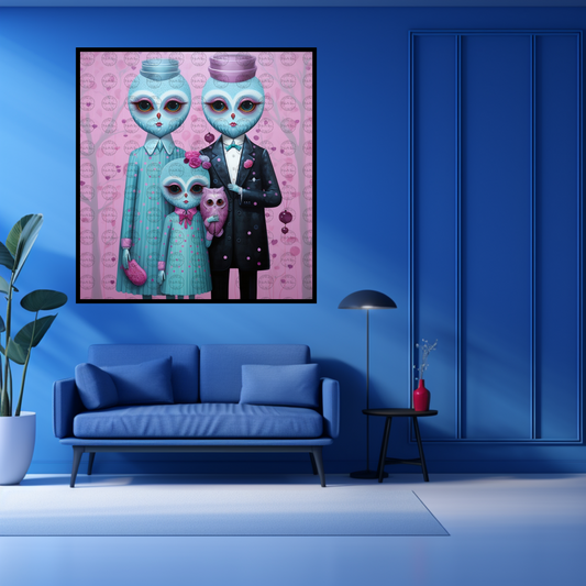 Black Girl Art – Animal Digital Prints - Velvet's View – Enchanted Owls: Turquoise & Magenta Delight
