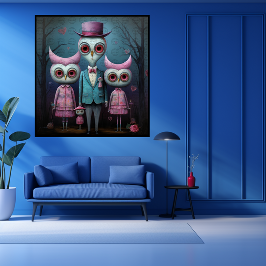 Black Girl Art – Animal Digital Prints - Velvet's View – Enchanted Owls: Turquoise & Magenta Delight
