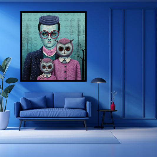 Black Girl Art – Animal Digital Prints - Velvet's View – Enchanted Owls: Turquoise & Magenta Delight