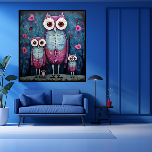 Black Girl Art – Animal Digital Prints - Velvet's View – Enchanted Owls: Turquoise & Magenta Delight