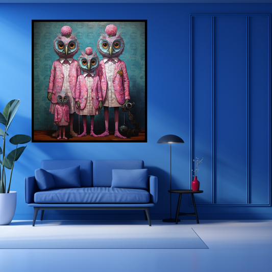 Black Girl Art – Animal Digital Prints - Velvet's View – Enchanted Owls: Turquoise & Magenta Delight