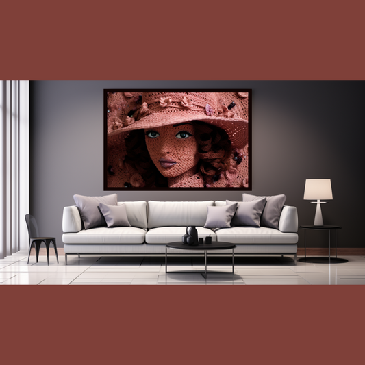 Digital Art - Threads of Elegance: Crocheted Woman in the Pink and Bronze #2011
