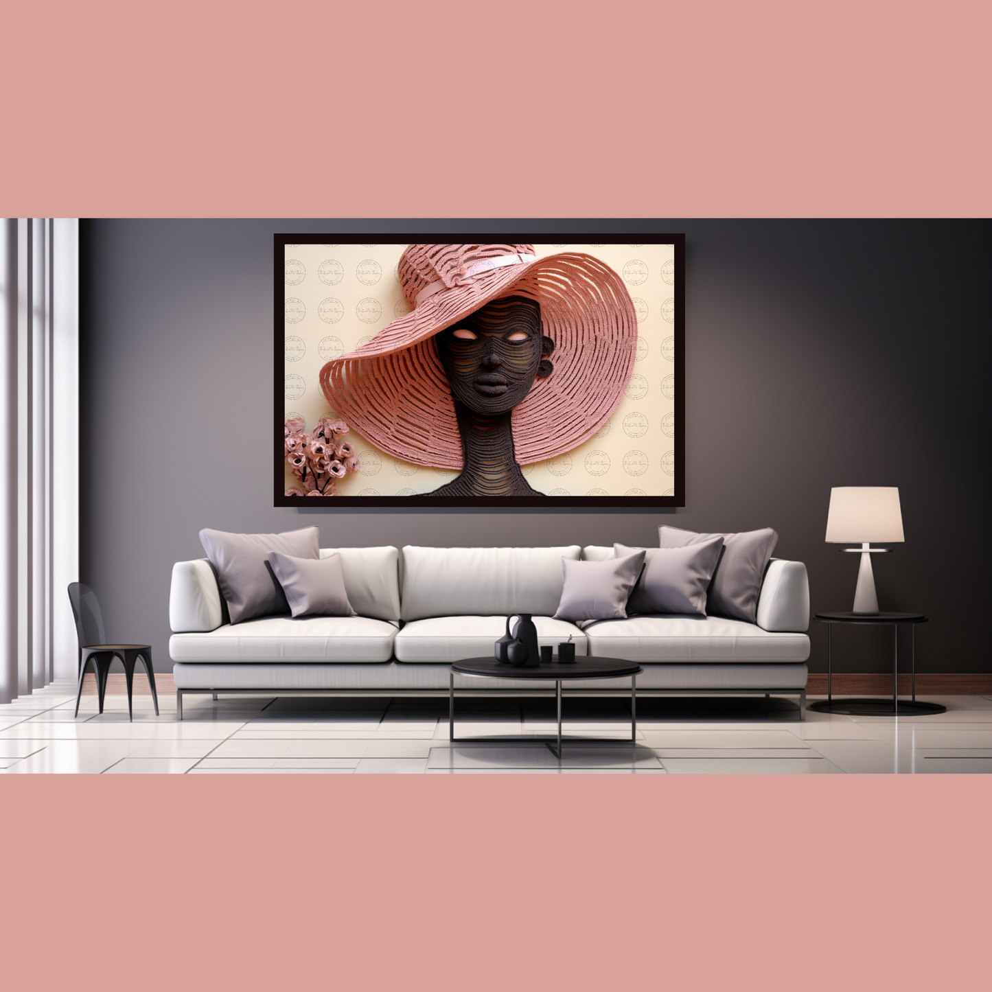 Digital Art - Threads of Elegance: Crocheted Woman in the Pink and Bronze #2012