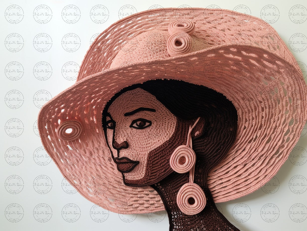 Digital Art - Threads of Elegance: Crocheted Woman in the Pink and Bronze #2013