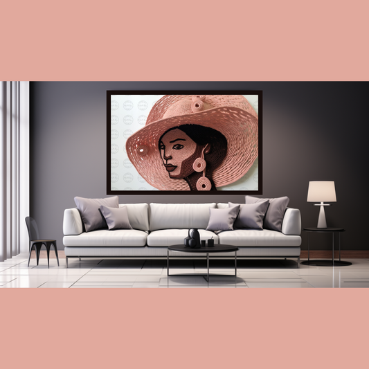 Digital Art - Threads of Elegance: Crocheted Woman in the Pink and Bronze #2013
