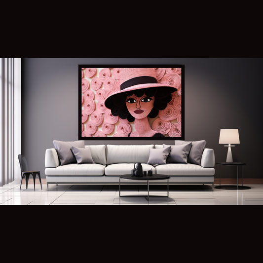 Digital Art - Threads of Elegance: Crocheted Woman in the Pink and Bronze #2014