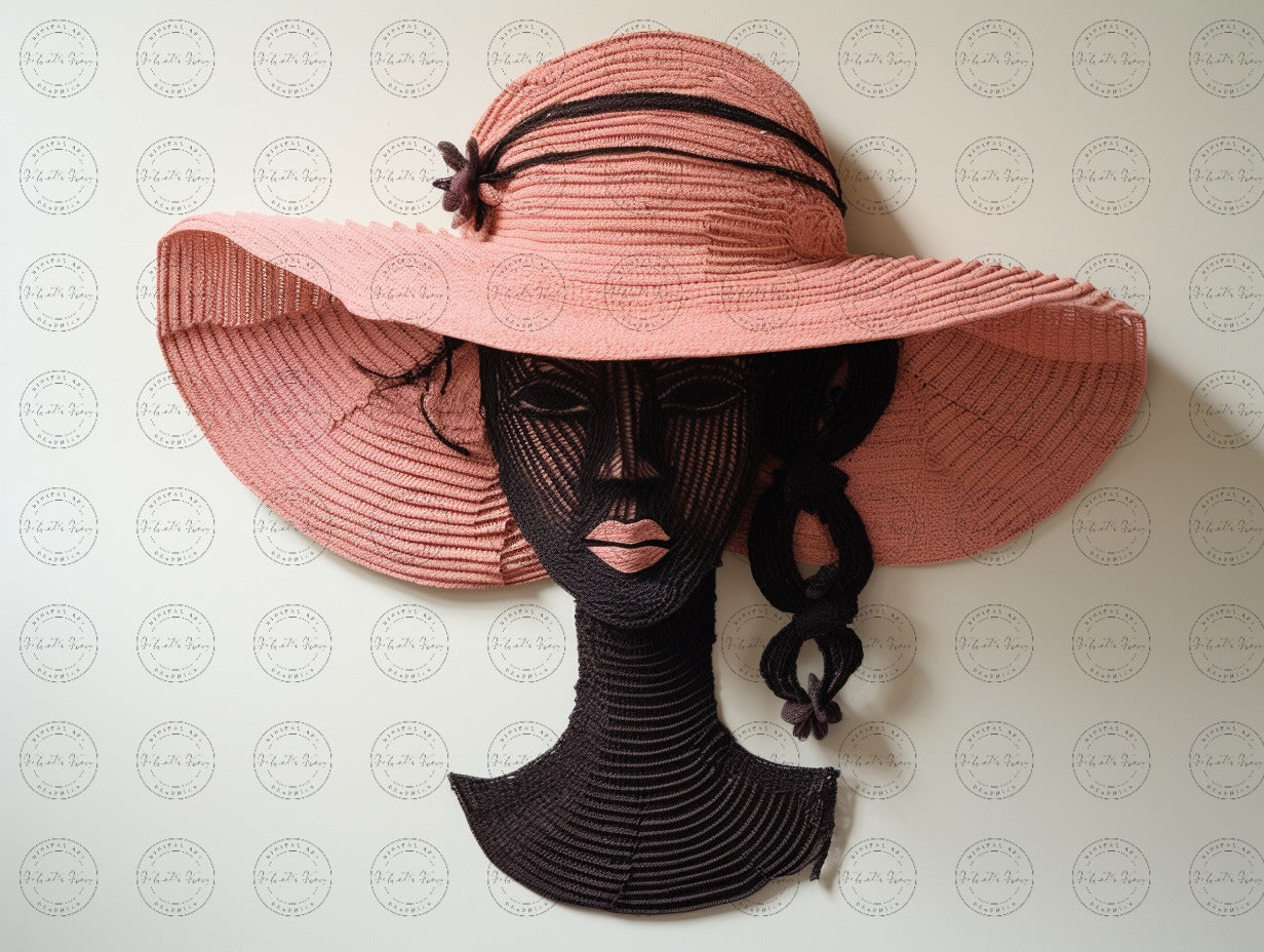 Digital Art - Threads of Elegance: Crocheted Woman in the Pink and Bronze #2015