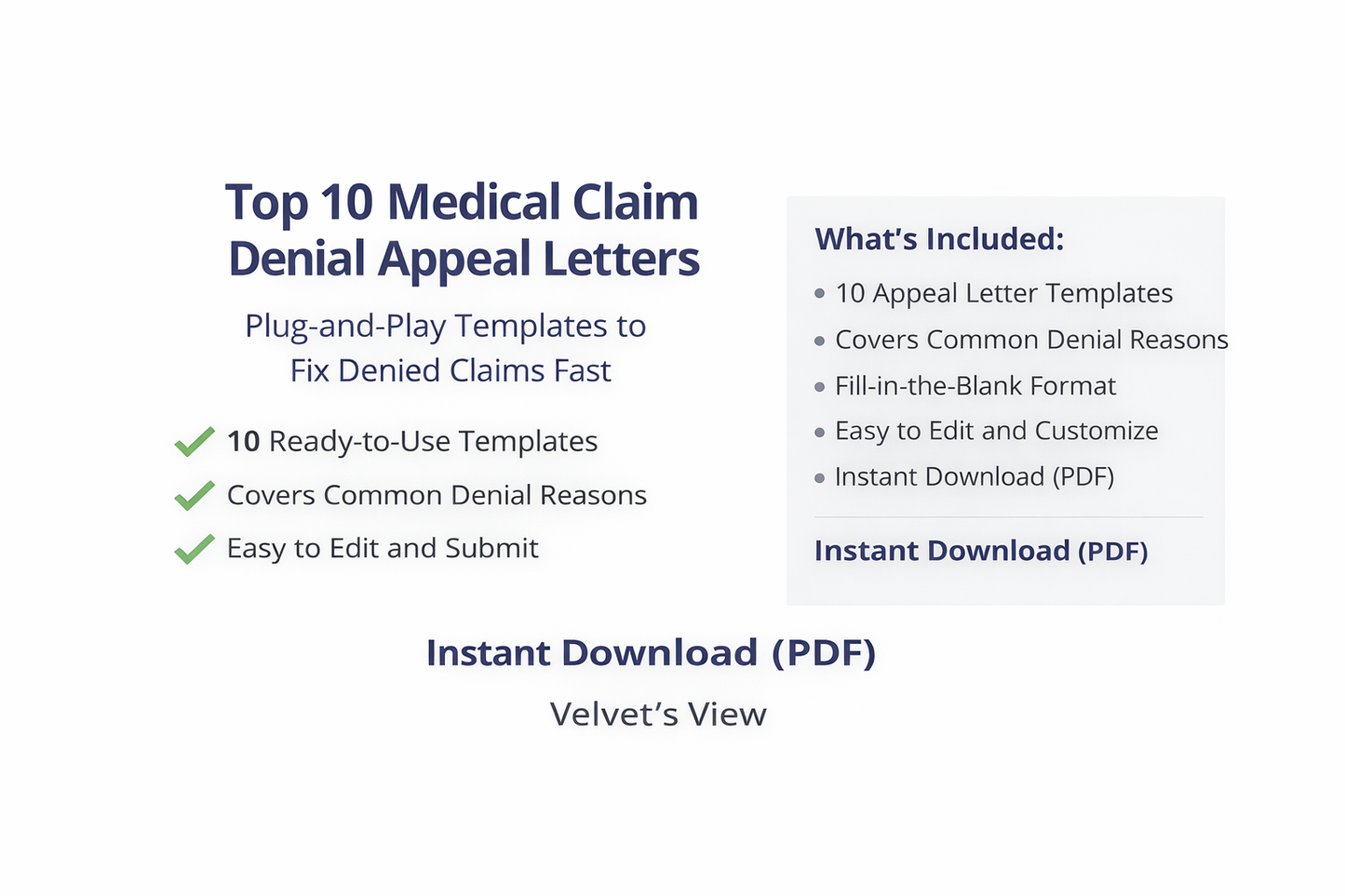 Medical Claim Denial Appeal Letter Kit (10 Plug-and-Play Templates PDF)