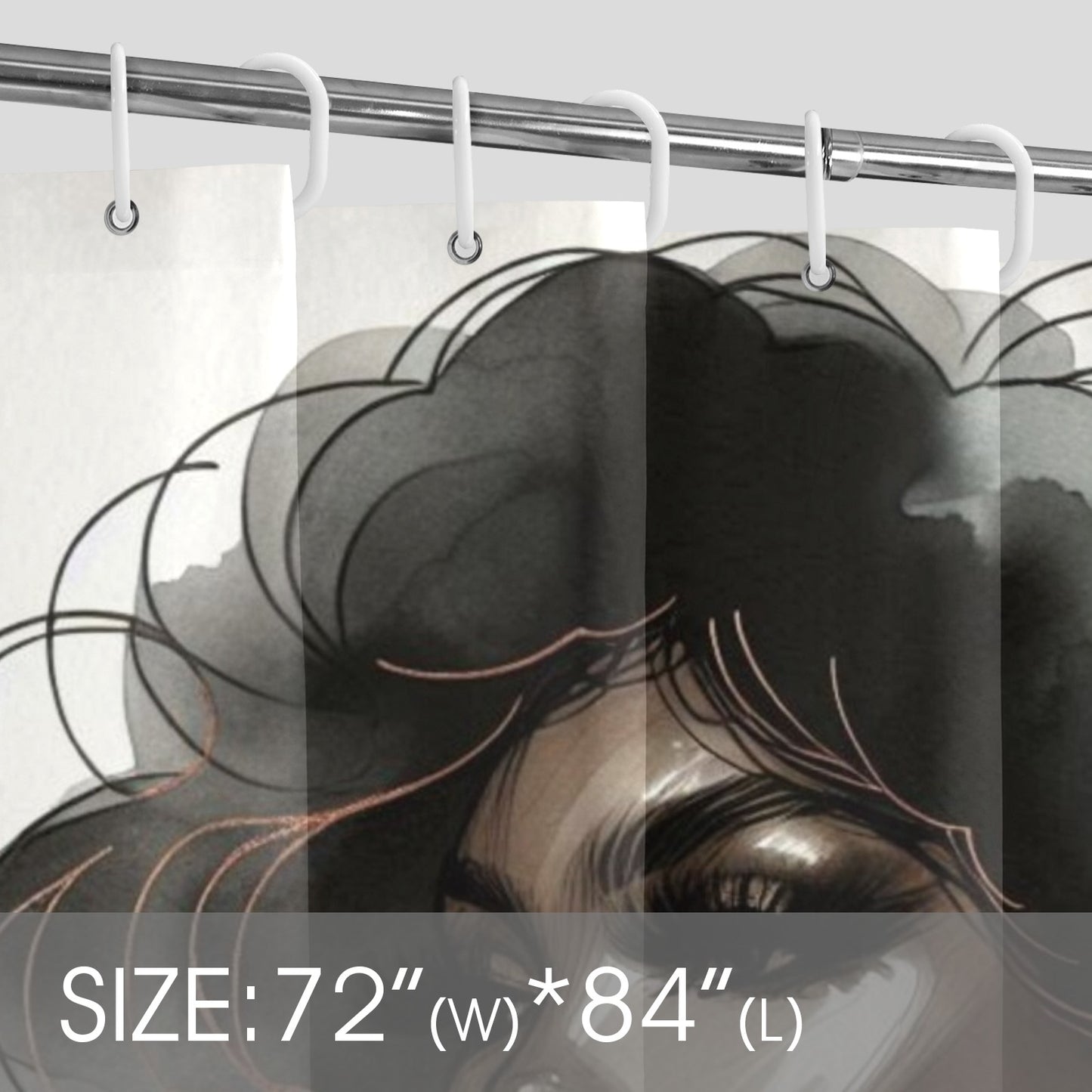Minimalist Afrocentric Shower Curtain Collection – Black Woman Line Art, Boho Melanin Home Decor - 7498493