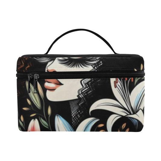 Cosmetic Bag/Large - Velvet's View - Urban Blossoms - Vibrant Cityscapes and Floral Dreams Collection - (Model 1658)