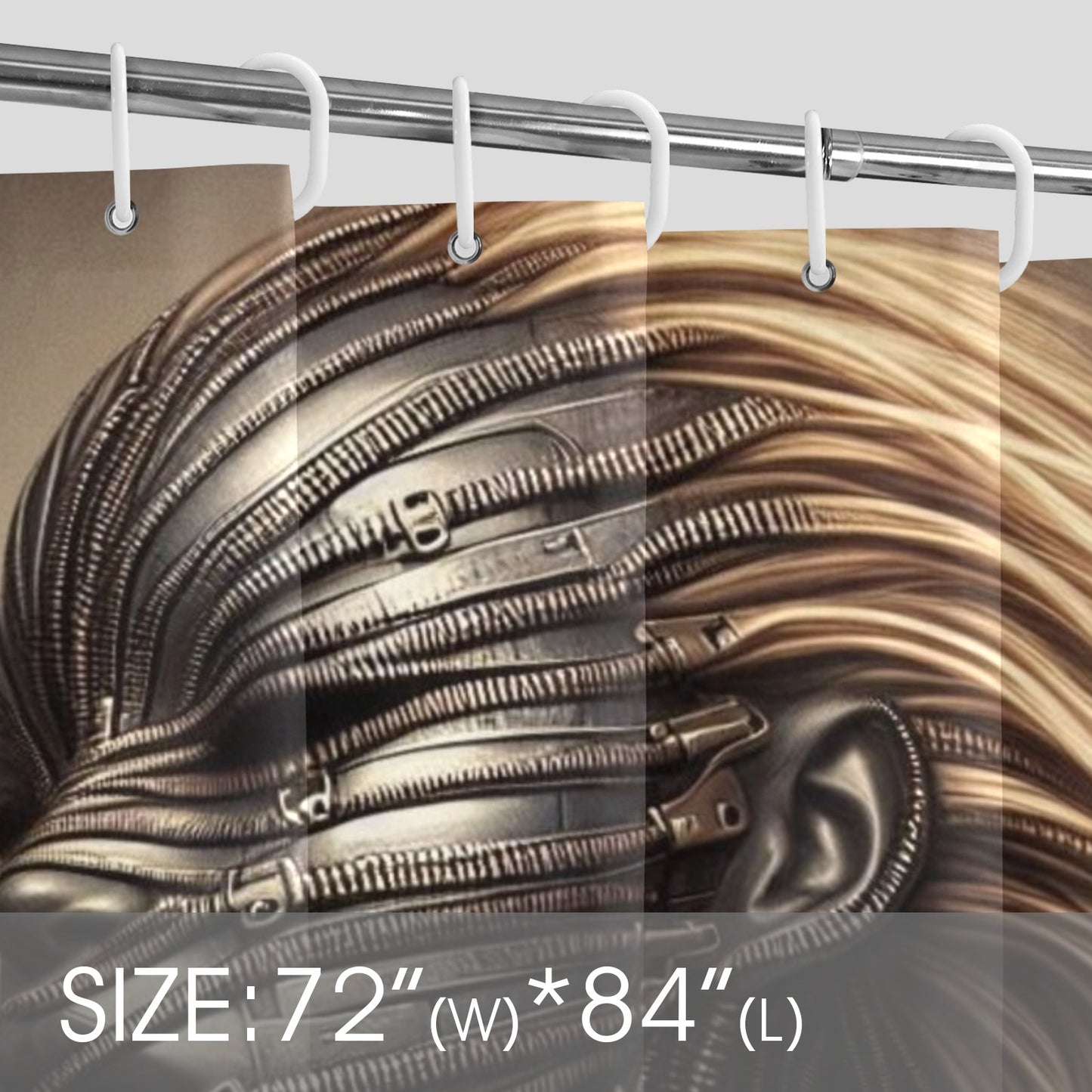 Shower Curtain  - Velvet's View - Mechanical Muse - The Fusion of Fashion and Futurism - 72"x84" 1606