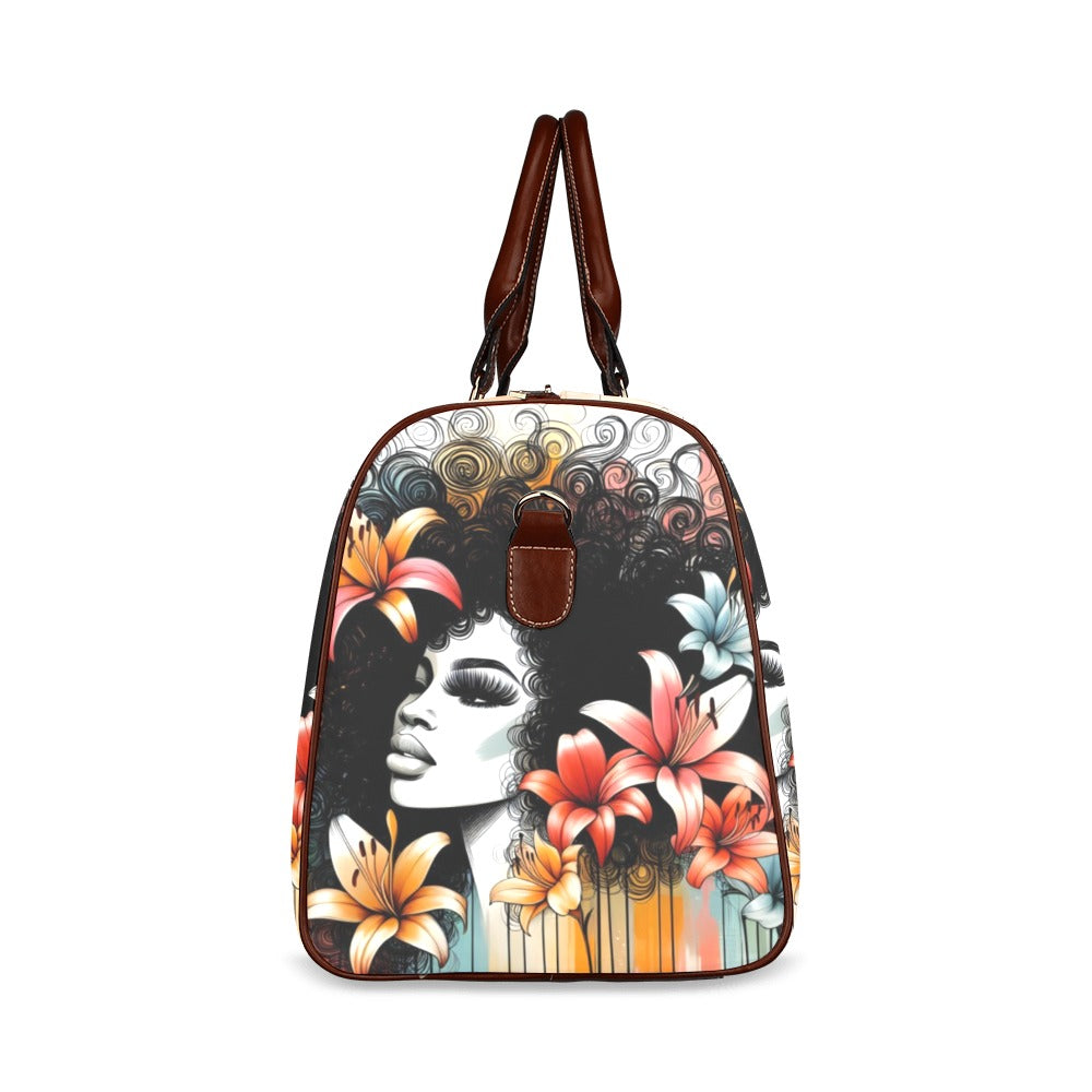 Waterproof Travel Bag/Large - Velvet's View - Urban Blossoms - Vibrant Cityscapes and Floral Dreams Collection - (Model 1639)