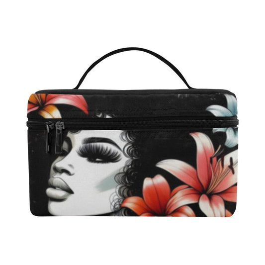 Cosmetic Bag/Large - Velvet's View - Urban Blossoms - Vibrant Cityscapes and Floral Dreams Collection - (Model 1658)