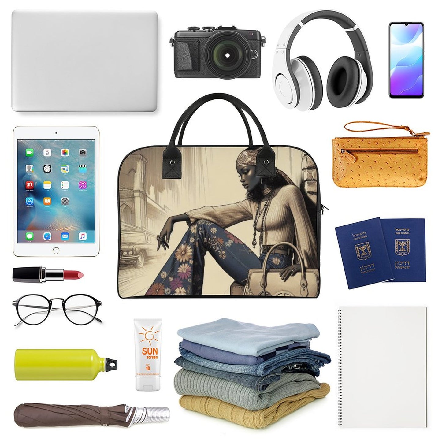 Retro Groove: Vintage Vibes and Bohemian Dreams - Travel Bag YHZ